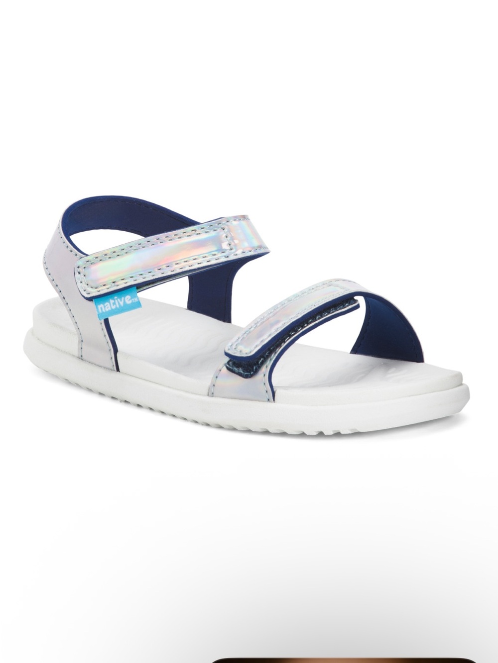 NWT Size 1 Native Shoes Kids Charley Holographic Sandal - Iridescent! - Picture 2 of 14